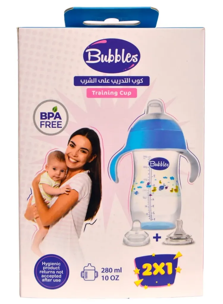 [79878] BUBBLES TRAINING CUP 280 ML - بابلز كوب تدريب للاطفال 280 مل كوب للشرب لتدريب الرضيع ومنع انسكاب السوائل