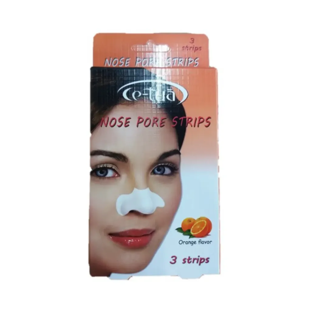 [80247] CE-TUA NOSE STRIPS 3 STRIPS ORANGE - سي توا لصقات الانف بالبرتقال لازالة الرؤوس السوداء واضفاء نضارة للبشرة