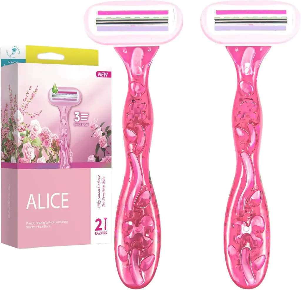 [79944] ALICE SILKY SMOOTH 3 BLADE 2 RAZORS - اليس سيلكي سموذ ماكينة حلاقة نسائية 3 شفرات لازالة الشعر ونعومة البشرة