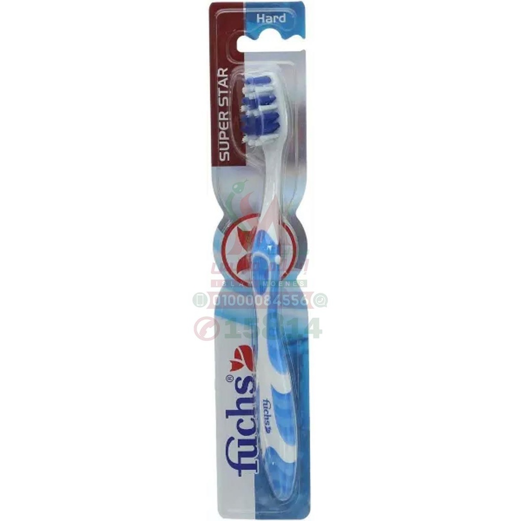 [38748] FUCHS SUPER STAR HARD TOOTHBRUSH 1 PC - فرشاة اسنان فوكس سوبر ستار خشنة | 1 قطعة | فرشاة اسنان يدوية | ازالة التصبغات العنيدة ومكافحة الجير المتراكم