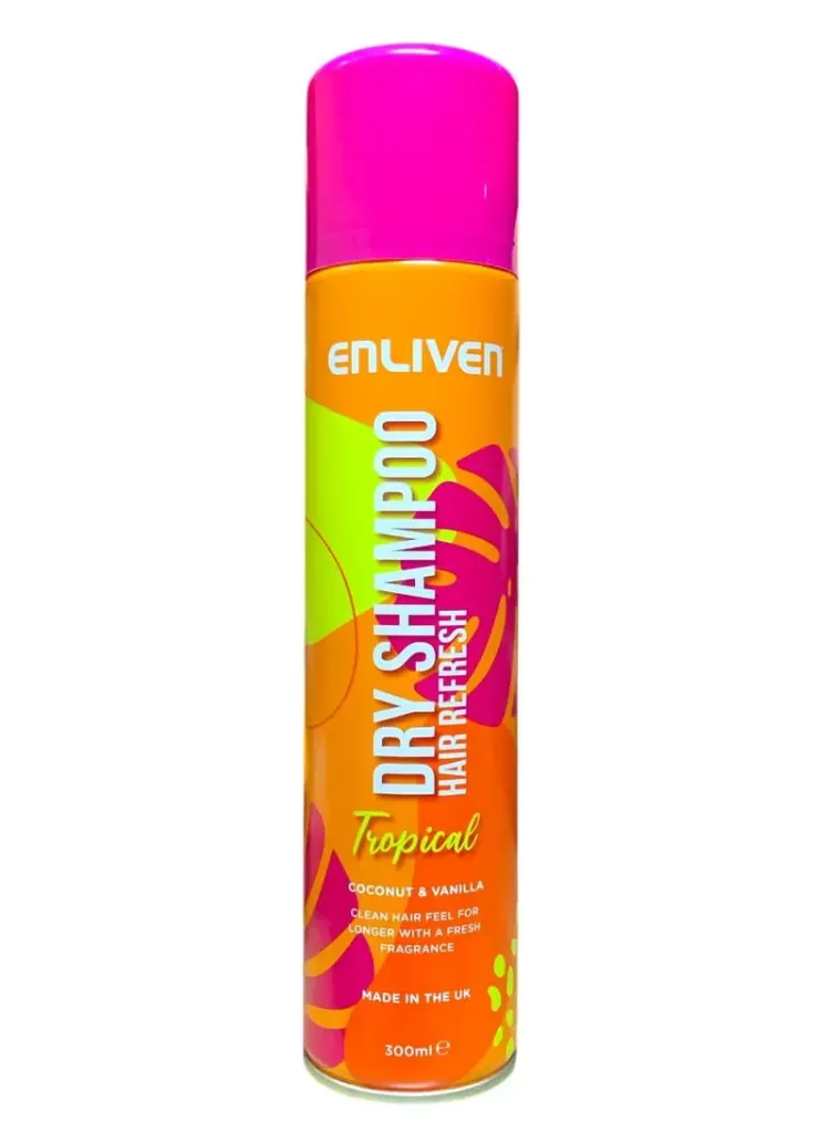 [79644] ENLIVEN HAIR DRY SHAMPOO TROPICAL 300 ML - انلايفن | شامبو جاف تروبيكال لامتصاص الدهون الزائدة وإنعاش الشعر 300 مل
