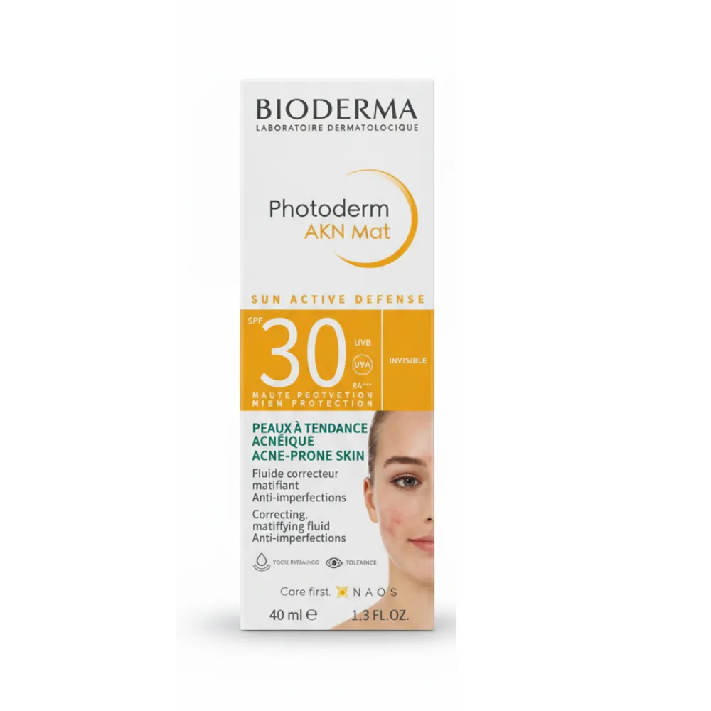 [12305] BIODERMA PHOTODERM AKN MAT SPF 30 40 ML - بيوديرما فوتوديرم اكن مات | 40 مل | سائل واقي شمس | تنظيم الدهون ومنع اللمعان