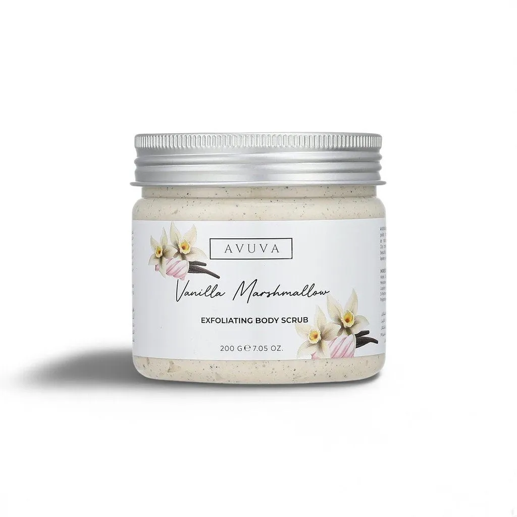 AVUVA VANILLA MARSHMALLOW BODY SCRUB 200 G - افوفا فانيليا مارشميلو | 200 جم | كريم مقشر | تنعيم وازالة الخلايا الميتة