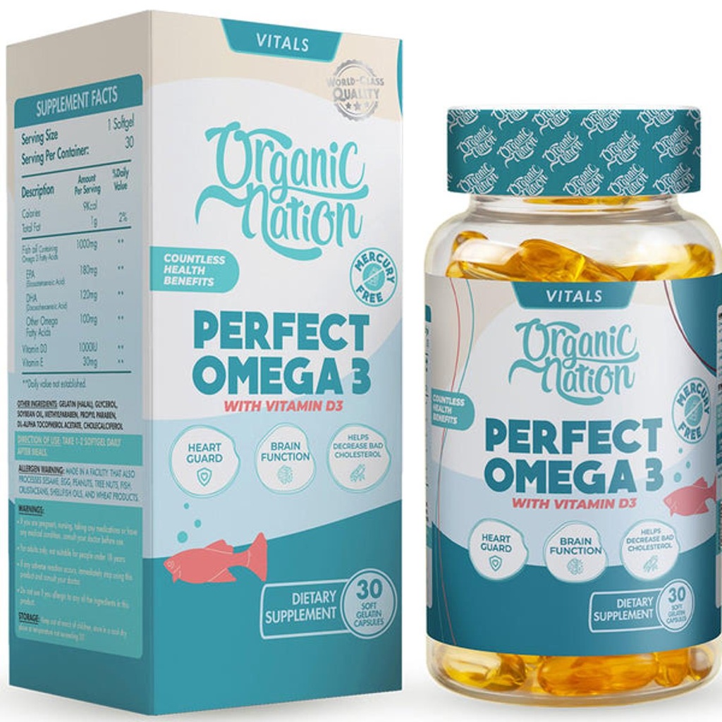 Organic nation perfect omega with d3 30cap