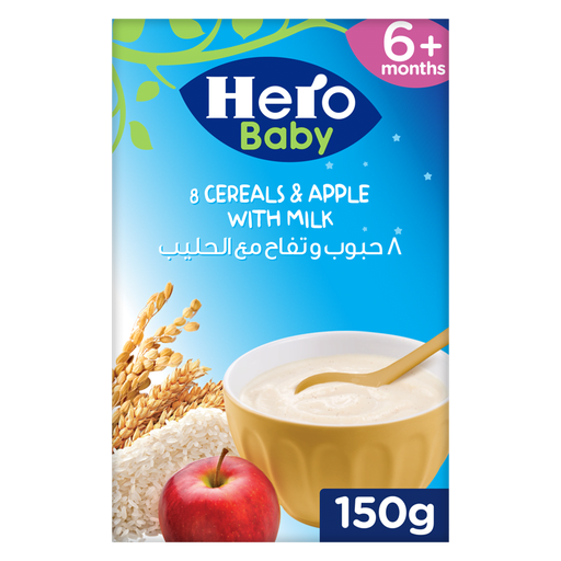[75262] HERO BABY 8CEREAL&APPLE WITH MILK 150GM