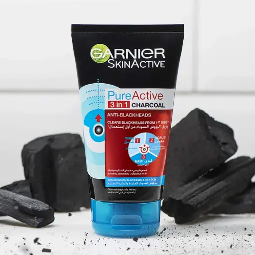 [65087] GARNIER 3in1 charcoal غسول بالفحم 150مل