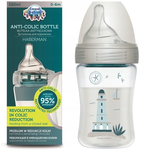 [70810] CANPOL Haberman Anti-Colic Bottle 260Ml 01/098