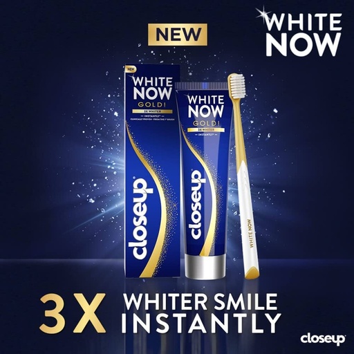 [78551] CLOSE UP WHITE NOW GOLD 3X WHITER 75ML offer brush